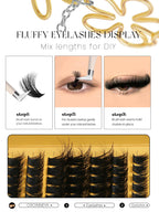 GROINNEYA DIY Eyelashes Cluster Lashes Lash Extension Natural Soft 100% Handmade Mink Lashes Reusable Makeup