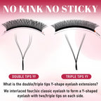 FADVAN YY Shape Eyelashes Extension 2D/3D Faux Mink L+/L/LU(M)/C/D/DD 8-15mm Black/Brown Premade Fan Lashes Extension Split Tip