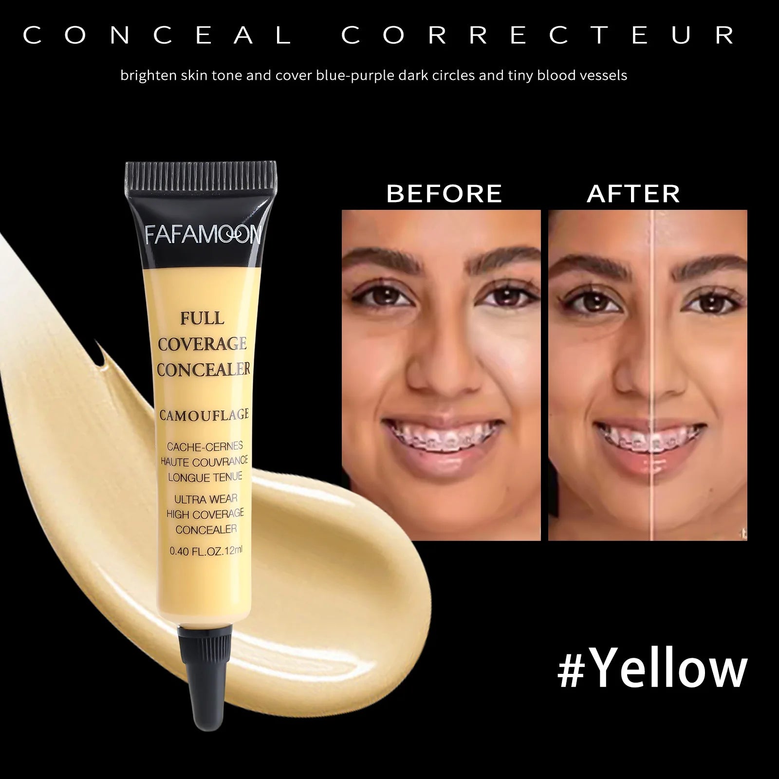 Full Coverage Waterproof Liquid Concealer LongLasting Oil Control Green Purple Orange Contour Matte Nude Facial Concealer Makeup