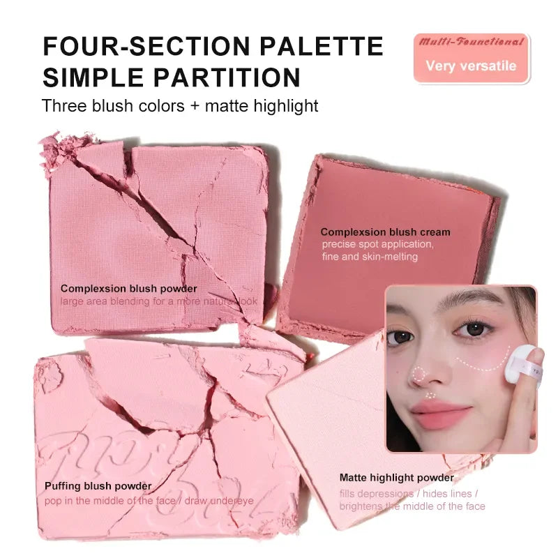 Judydoll 2-in-1 Blush & Highlighter Palette-Blush Cream, Radiant Matte Highlighter, Versatile Palette, Gift for Friend, Date