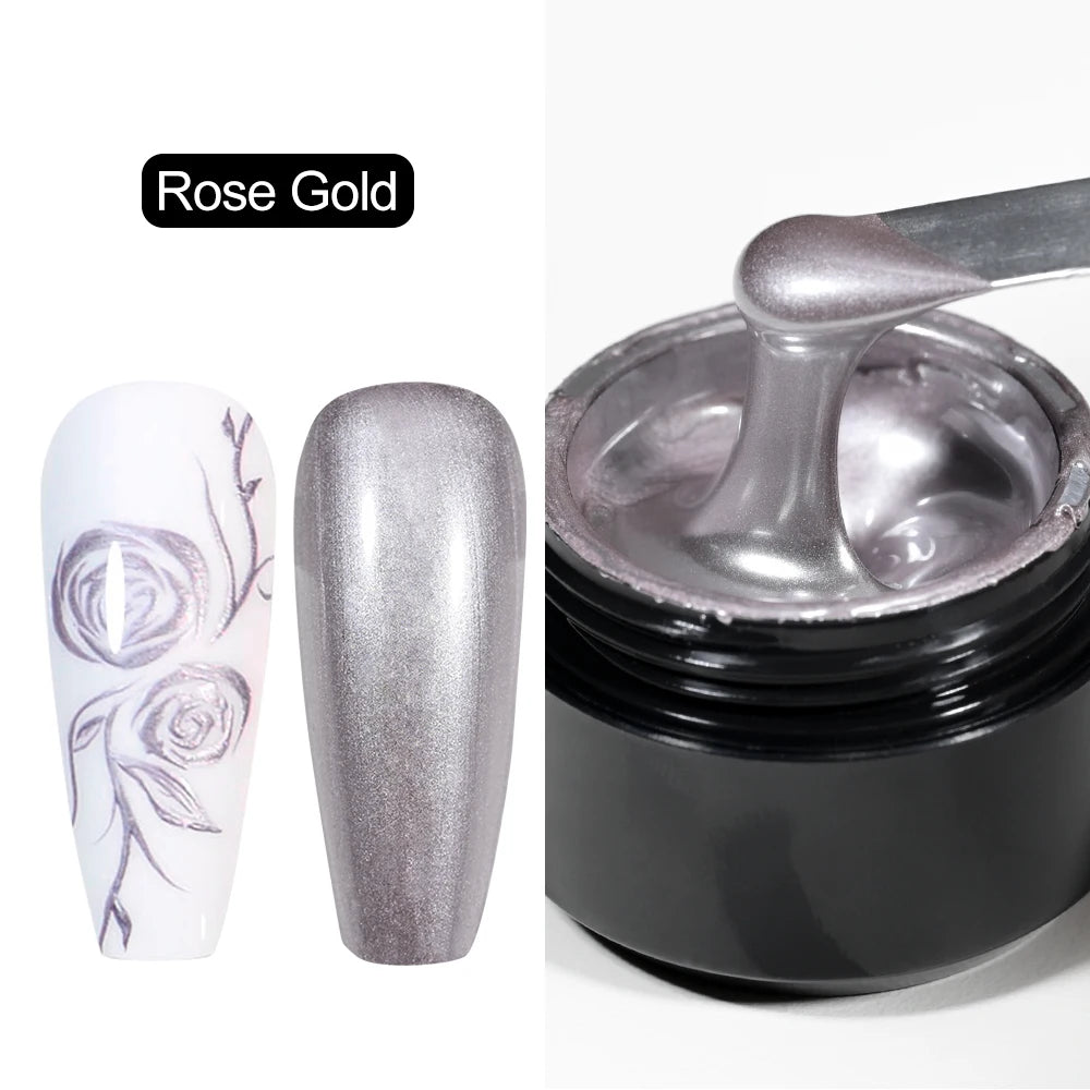 Silver/Gold Metal Gel Metallic Nail Polish Chrome 3D Metal Painted Gel Polish 5ml Liquid Mirror Effect Glossy Shine Manicure