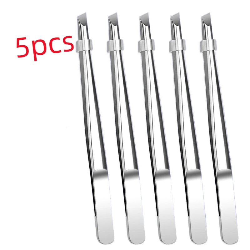 Professional Stainless Steel Tweezers for Eyebrows & Facial Hair Hypoallergenic Precision Tip Sensitive Beige Eyebrow Beard Clip