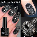 LILYCUTE 7ml Reflective Glitter Gel Nail Polish Shining Sparkling Gorgeous Silver Effect Semi-permanent UV Gel Nail Art Manicure