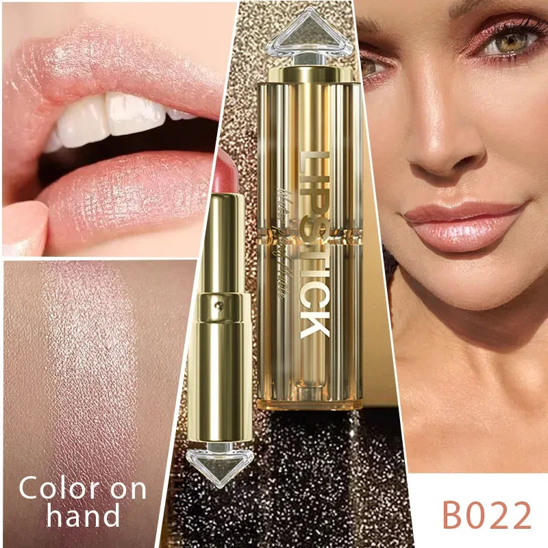 12 Colors Korea Matte Glitter Lipstick Pink Nude Matte Gliter Waterproof Kissproof Glitter Flip Lipstick Orange Dropshipping