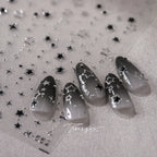 5D Luxury Star Nail Stickers for Nail Art Stars Black Silver Nail Decals Gilding Hollow Out Five-Pointed  Nail Art Design Slider