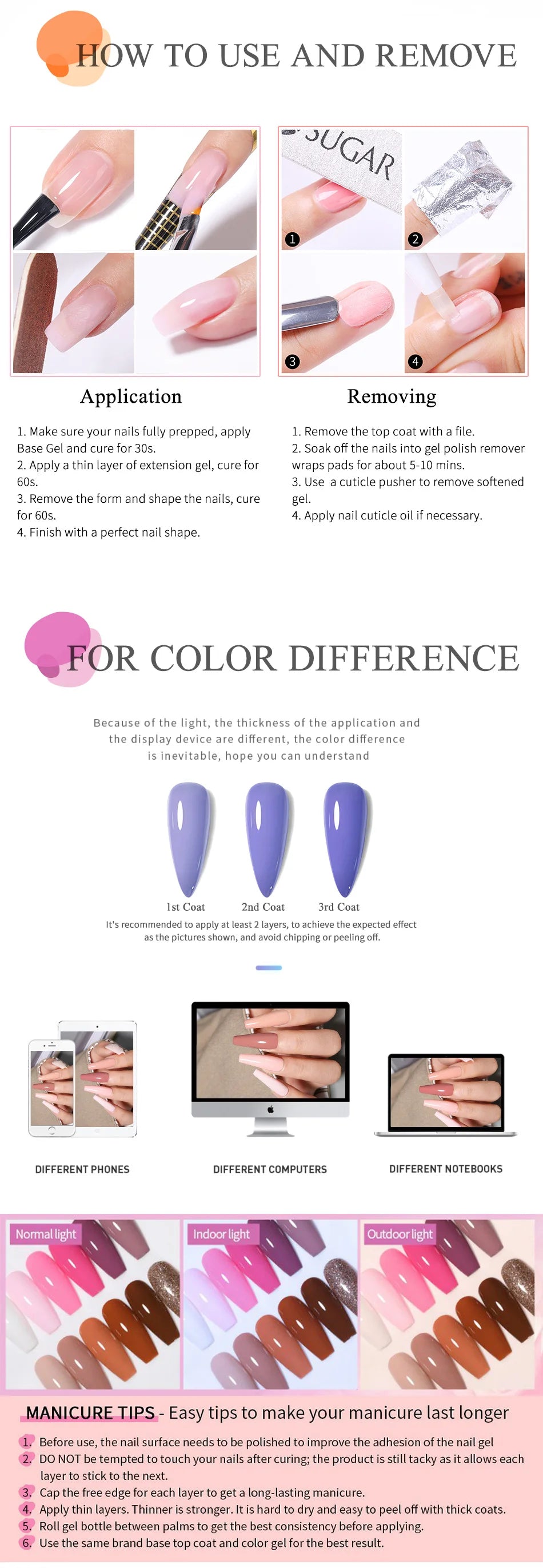 UR SUGAR 150g Transparent Nail Extension Gel Jelly White Light Pink Acrylic French Nail Art UV LED Gel Semi Permanent Manicure