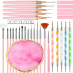 27-Piece Professional Nail Set: Brushes + Dotting Tools + Liners + Palette & Stand | Complete Salon & Home DIY Kit