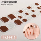 26Tips French Leopard Print UV Gel Toenail Sticker Bronzing Dye Gradient Cross-border Semi Baked Gel Nail Sticker UV Lamp Needed