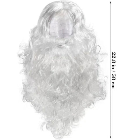 1 set Santa Claus wig and beard, Christmas wig costume for masquerade party, white Dress Up Wig Cosplay synthetic Wig Halloween