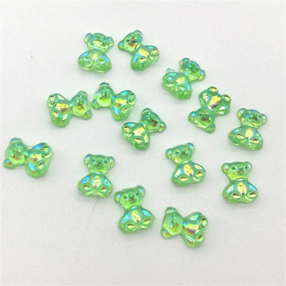 10Pcs Pink Gold Bear Nail Charms Japanese Cartoon Jewelry Nails Art Decoration 3D Rabbit Bear Manicure Accessories For Girl Lady