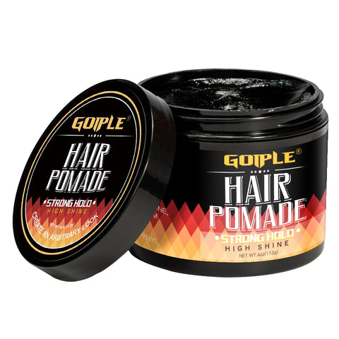 GOIPLE 113g Men Hair Pomade High Shine Hair Styling Oil Strong Hold Easily Shape Water Based Long Lasting Gel Wax Cream