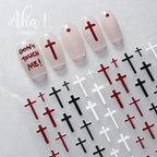 Adhesive stickers with European and American style cross snake black and white wave dot hot silver line letter nail stickers