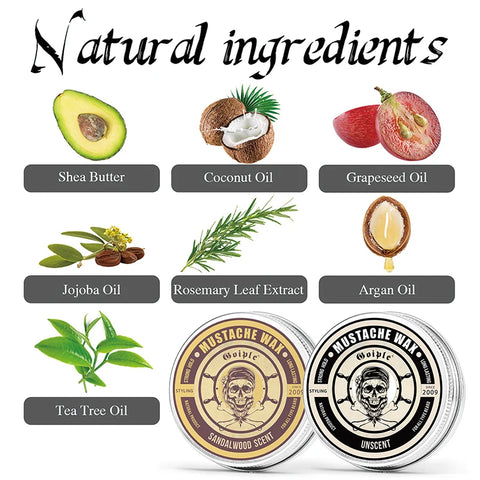 GOIPLE Beard Butter 3pcs/set Facial Hairs Softening and Styling Products Men Beards Treatment Balm Mustaches Wax with Brush Kit