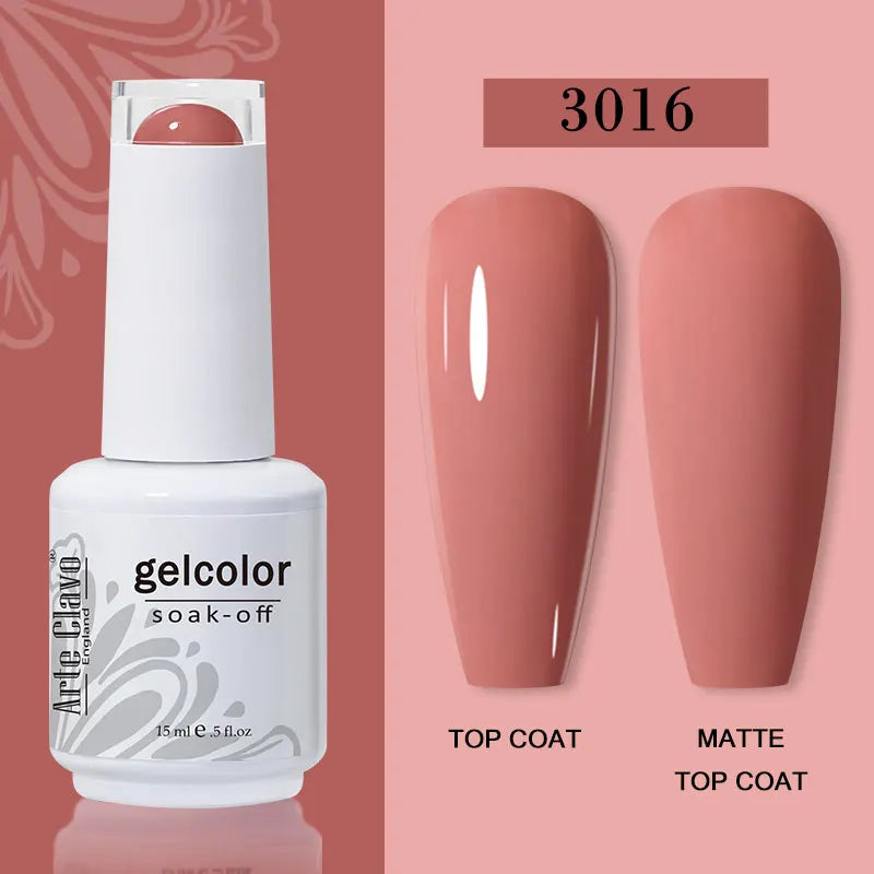 Arte Clavo Transparent Nude Pink Color Jelly Gel Nail Polish Semi Permanent 15ml Top Coat Soak Off UVLED Varnish Nail Art Design