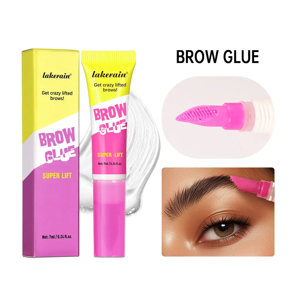 Super Lift Brow Glue Crazy Lift Brow Lamination Gel with Long-lasting Strong Hold & Built-In Styling Comb Clear Eyebrow Gel Make