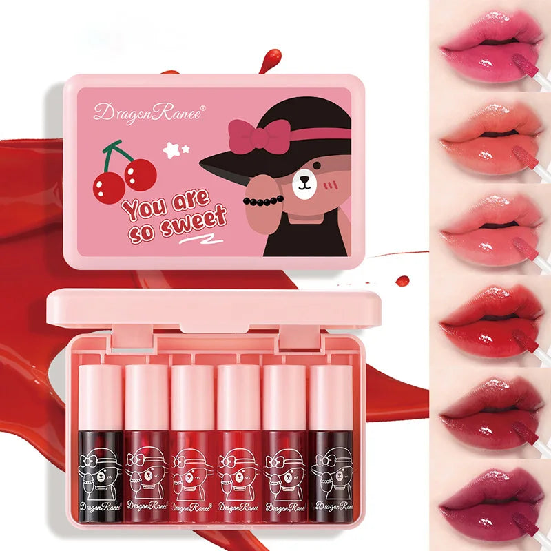6Set Matte Lip Gloss AB two sets Not Stained with Cup Mouth Red Lip Gloss Moisturizing Long Lasting Not Easy To Fade Lip Gloss