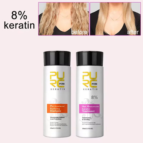 PURC Brazilian Keratin Purifying Shampoo Set Smoothing Straightening Keratin Hair Treatment Repair Curly Hair Care Products