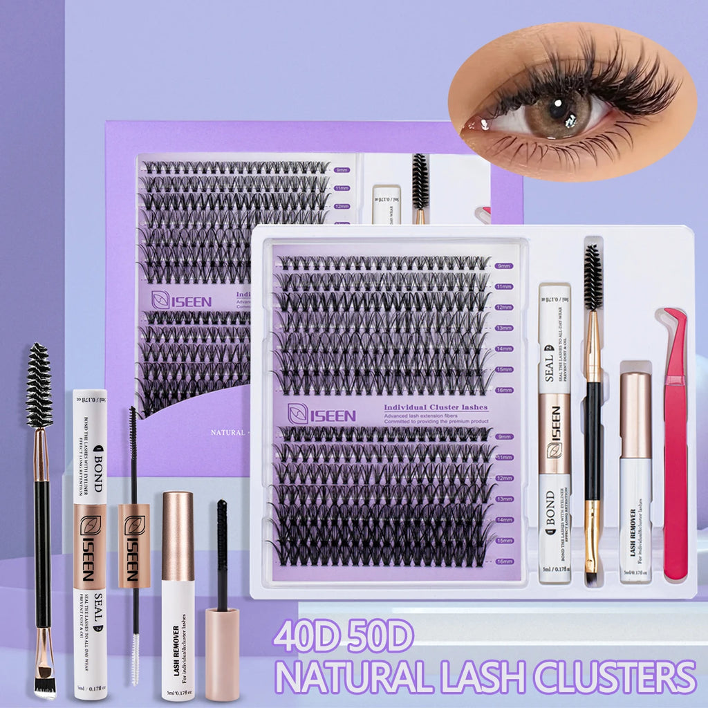 Eyelash Clusters Kit Large Capacity Wispy Individual Lashes Natural DIY Cluster Eyelash Extensions Makeup Tool