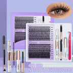 Eyelash Clusters Kit Large Capacity Wispy Individual Lashes Natural DIY Cluster Eyelash Extensions Makeup Tool