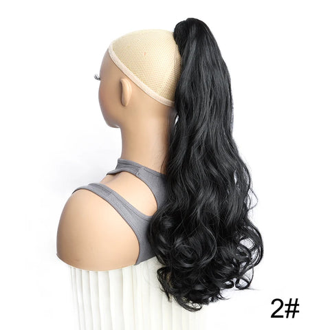 WIGSIN 22Inch Synthetic Long Curly Ponytail Hair Extension Claw Clip in High Temperature Fiber Hairpiece for Women