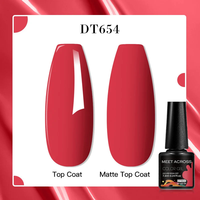 MEET ACROSS 8 Colors Mirror Gel Nail Polish Long-lasting Quick-drying Metallic Gold Silver Red Semi Permanent Varnish Nail Art
