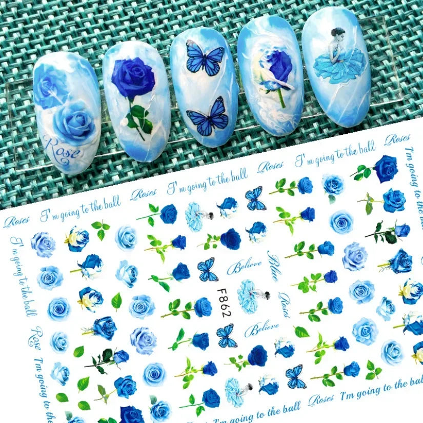 1pcs Sakura Flower 3D Nail Stickers White Cherry Blossom Nail Art Decals Spring Summer Adhesive Slider Decor Wedding Manicure