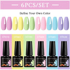 6pcs Nail Gel Polish Set Nude Pink Red UV/LED Nail Art Vernis Gel for Manicure Design All-Season Semi Permanent Quick Dry