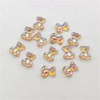 10Pcs Pink Gold Bear Nail Charms Japanese Cartoon Jewelry Nails Art Decoration 3D Rabbit Bear Manicure Accessories For Girl Lady