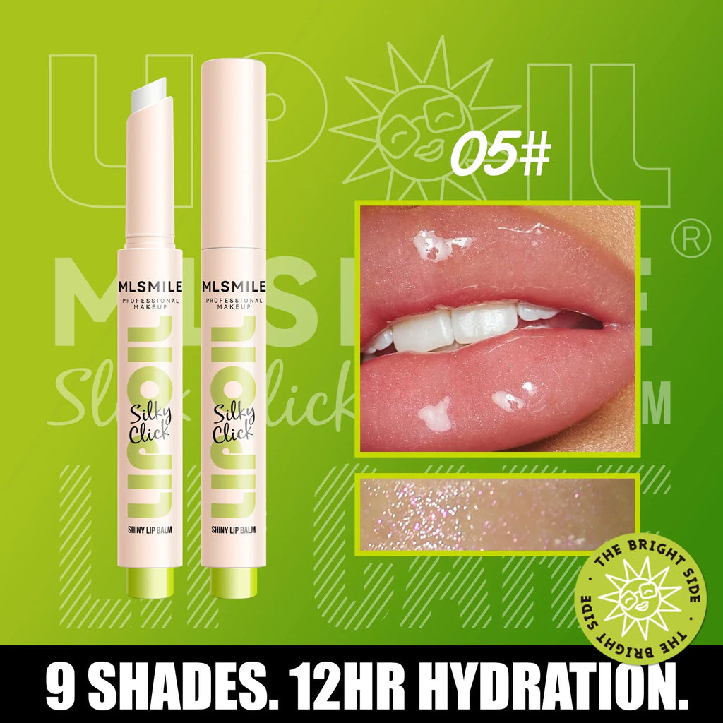 multicolor Silky Click Lip Care Hydrating Solid Lip Gloss with Radiant Mirror Shine, Effortless Press Long-Lasting