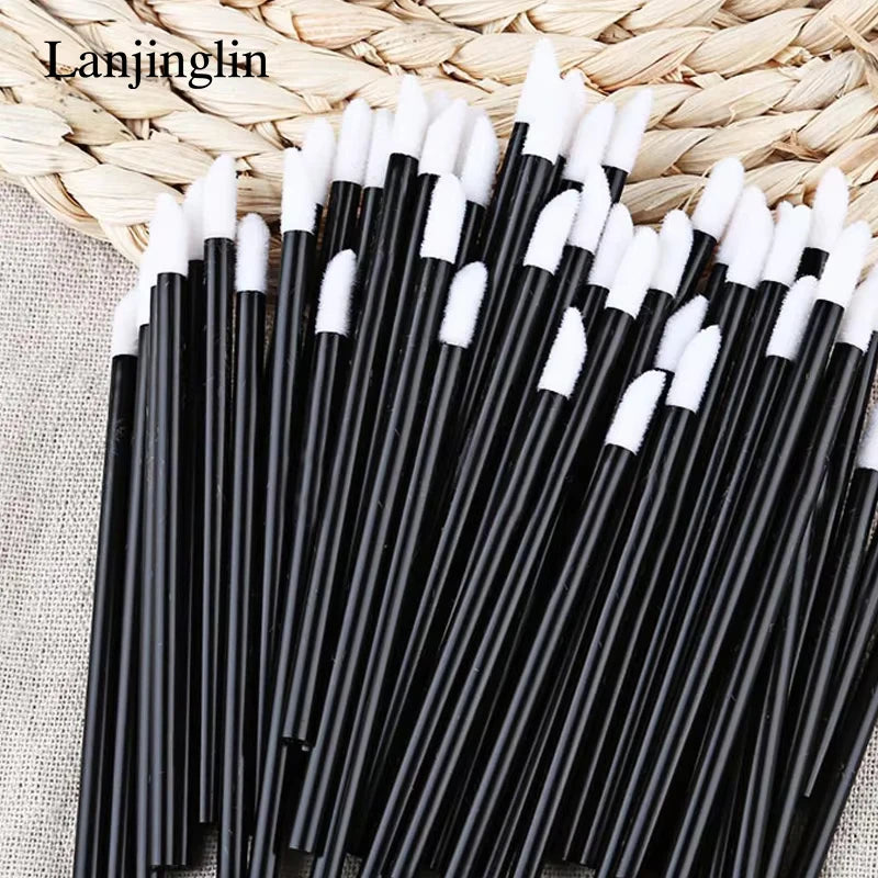 Lanjinglin 50/100 Pieces Lip Brushes Lipstick Testers Wands Applicators for Makeup Lip Brushes Makeup Beauty Tool