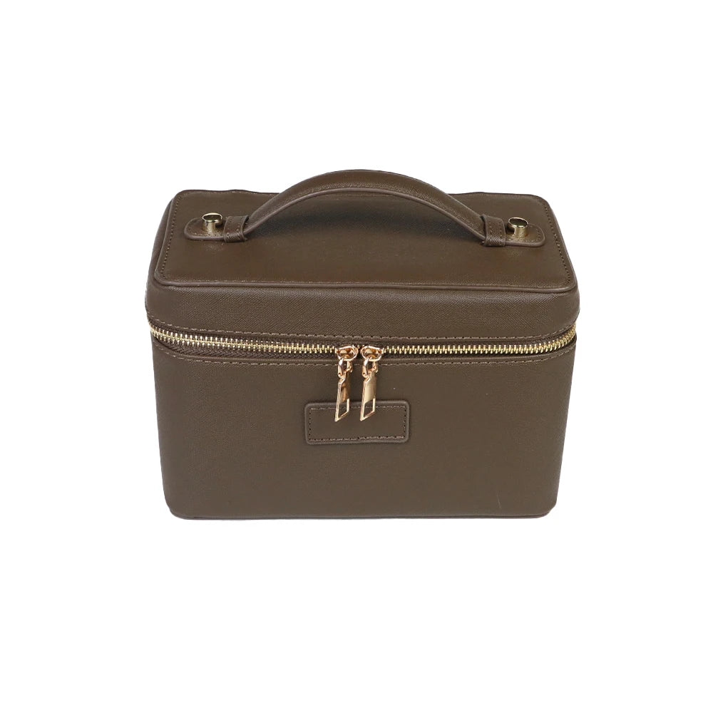 pu leather cosmetic bag with zoned storage and large capacity toiletry bag for autumn and winter new products