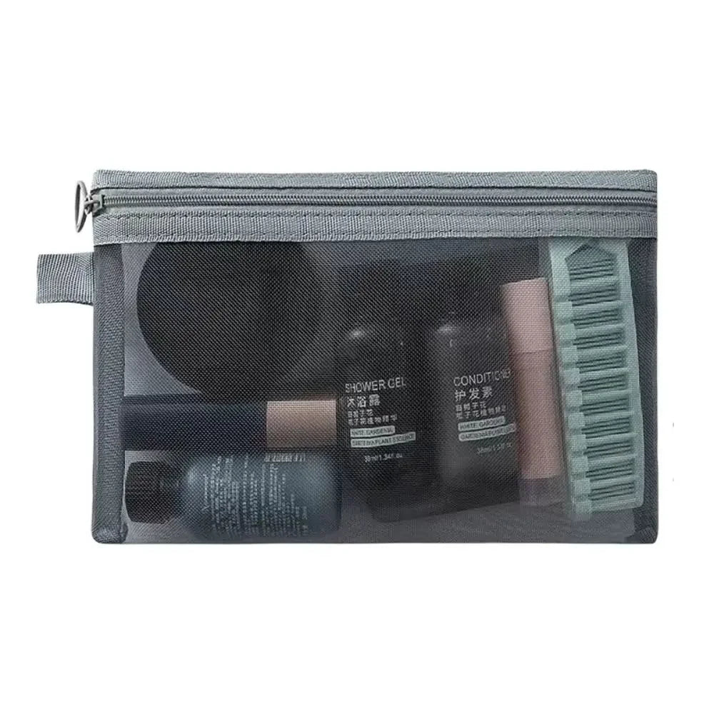 Large Capacity Mesh Cosmetic Bag Casual Pencil Cases Zipper Bag Makeup Bag Wash Pouch Organizer Case Cosmetic Cases Girl