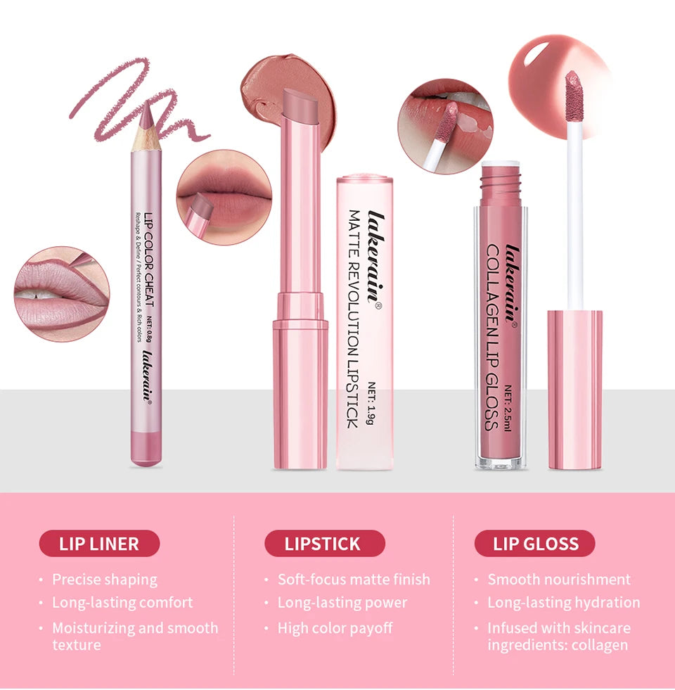 Waterproof Long Lasting Matte Black Lipstick Set Velvet Liquid Lip Gloss Lip Liner Set Red Stain Halloween Goth Makeup