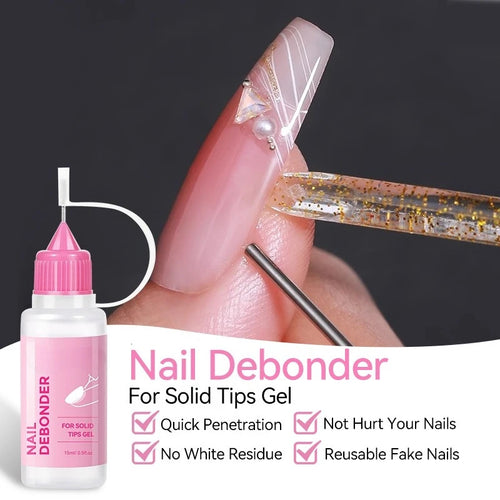 15ML Nail Glue for Press on Acetone Free Nail Polish Remover Multi-Functional Remover for Nails Tips Gentle Glue Remover