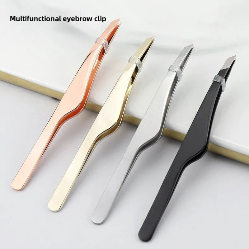 Hair Removal Tweezers Stainless Steel Eyebrow Tweezers Slant Tip Point Tip Flat Tip Rose Gold Silver Black Cosmetic Makeup Tools