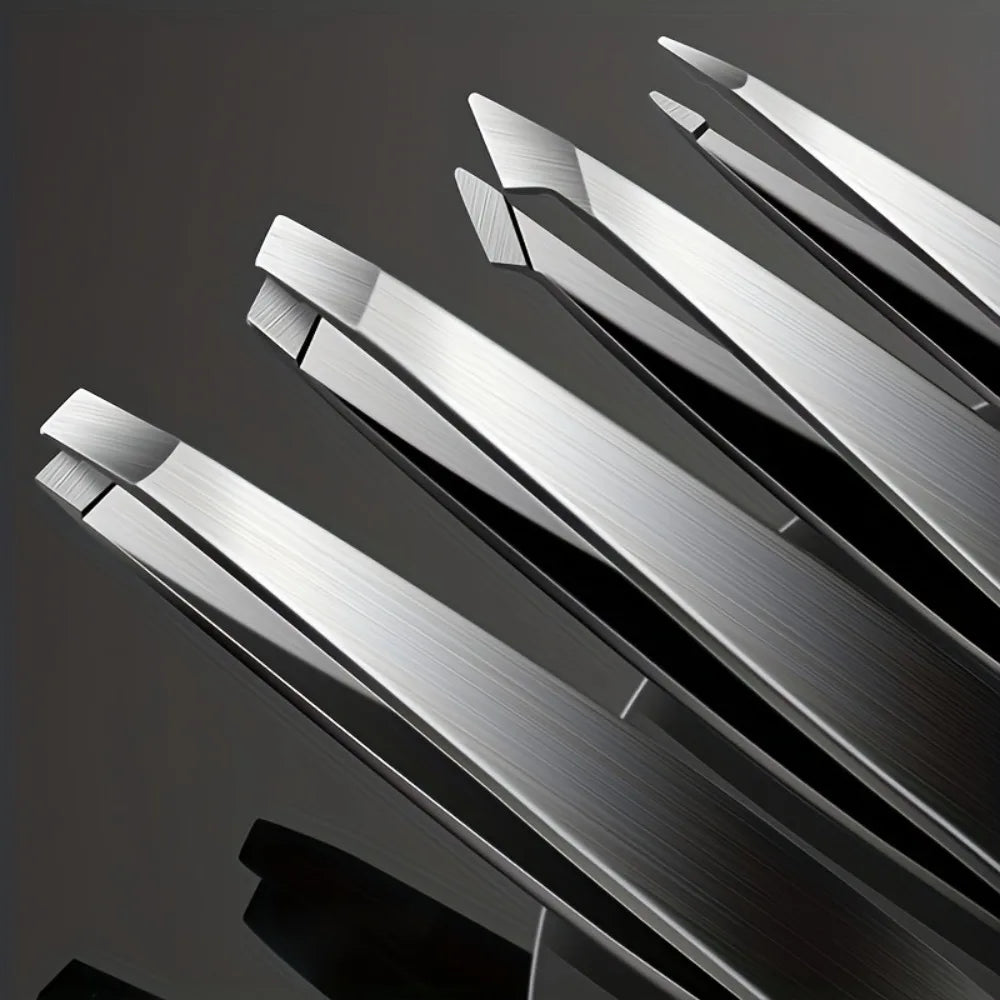 A Four-piece Precision Tweezers set - Professional Stainless Steel Eyebrow Tweezers, Multi-purpose Eyebrow Trimmers