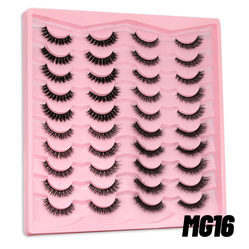 GROINNEYA 5/20 Pairs Russian Strip Lashes DD Curl False Eyelashes Natural Lashes Strips Curl Pack 4 Styles Eyelashes Extensions