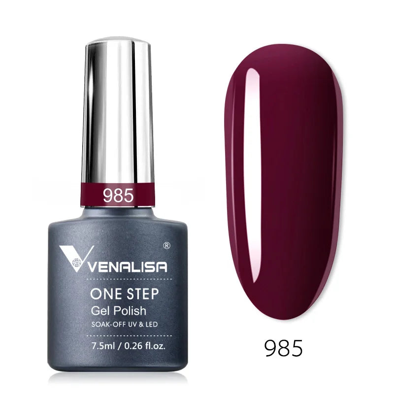3 in 1 VENALISA  One Step Nail Gel Polish Full Coverage Gorgeous Color Soak off UV LED Nail Gel Varnish Nail Art Salon Lacquer