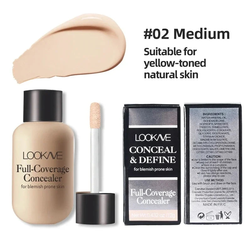 Full Cover Liquid Concealer Cream Makeup Moisturizing Eye Dark Circles Cream Face Foundation Waterproof Make Up Base Cosmetics