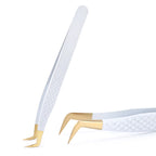 1Pc White-gold Anti-Static Tweezers For Eyelash Extension Eyebrow Stainless Steel Set Beauty Precision Tweezers Makeup Tools