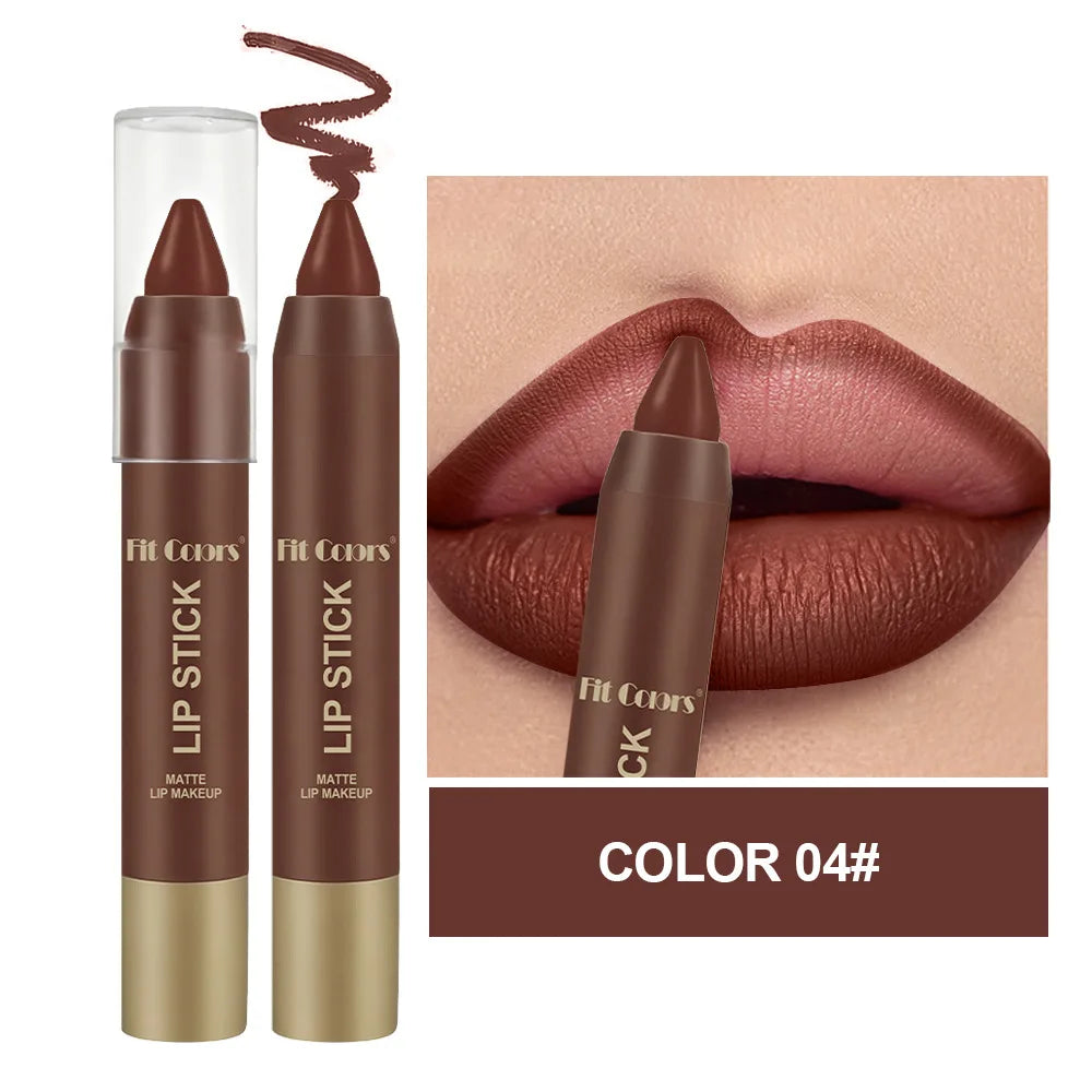 Matte Chocolate Brown Lipstick Crayon Non-stick Cup Lip Liner Pencil Soft Mist Waterproof Creamy Pigmented Lip Outline Contour