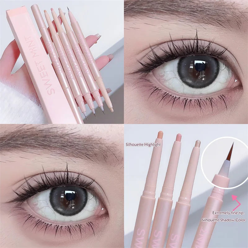 Double-headed Lying Silkworm Pencil Natural Non-smudge Matte Pearlescent Fine Flash Brightening Shadow Pen Highlighting Pen