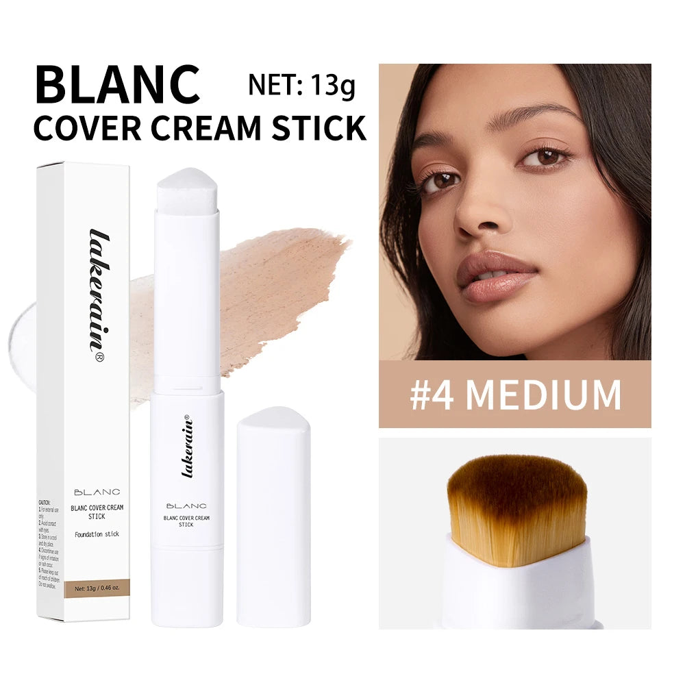 Lakerain Triangular Color-changing Foundation Stick With Brush Smooth Matte Natural Concealer Invisible Pore Foundation Cream