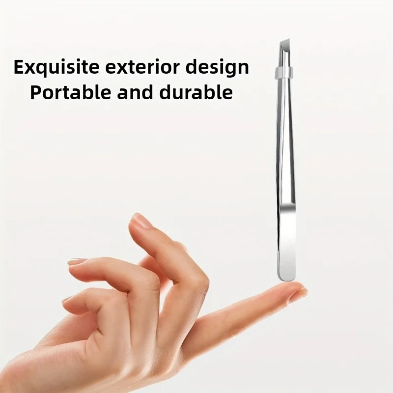 Professional Stainless Steel Tweezers for Eyebrows & Facial Hair Hypoallergenic Precision Tip Sensitive Beige Eyebrow Beard Clip