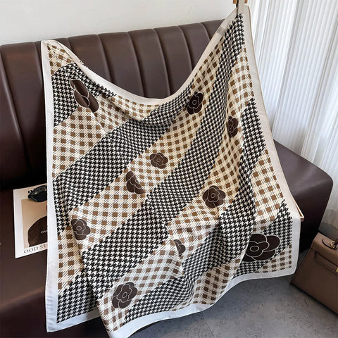 90*90Cm Square Scarf Twill Silk Feeling Women Head Shawls and Wraps Luxury Hair Tree Print Neck Scarves Hijab Bandana Pashmina