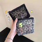 Kawaii Sanrio Hello Kitty Coin Purse Anime Cartoon Fashion KT Mesh Style Portable Makeup Bag Earphone Storage Bag Holiday Gifts