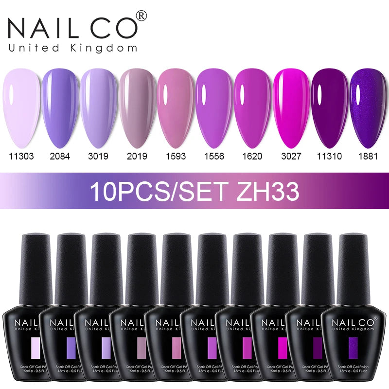NAILCO 15ml 10pcs/Set Nude Colors Gel Nail Polish UV Gel Nail Polish Pink Nail Lakiery Esmalte Top Base Nail Art Design Vernis
