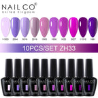 NAILCO 15ml 10pcs/Set Nude Colors Gel Nail Polish UV Gel Nail Polish Pink Nail Lakiery Esmalte Top Base Nail Art Design Vernis
