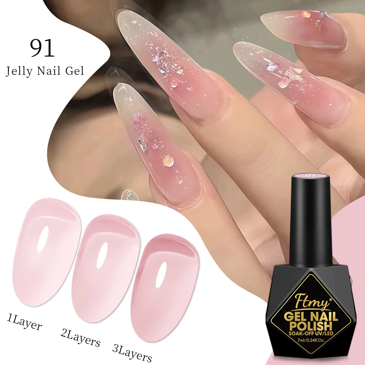 FTMY 7ML Jelly Gel Nail Polish Candy Color Gel Polish Long Lasting Nail Gel For Nail Salon - Multicolor Optional
