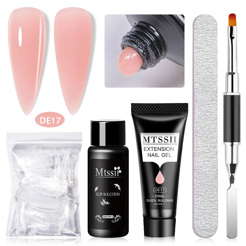 Mtssii 17PCS/Set 20ml Nail Extension Gel Set Builder UV Gel for Nails With 6W UV LED Lamp Nail Extension Tools Kit For Beginner